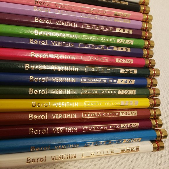 BEROL VERITHIN LEAD ART PENCILS - SET OF 24 COLORED PENCILS - 731 - TRUE VINTAGE - Picture 3 of 12